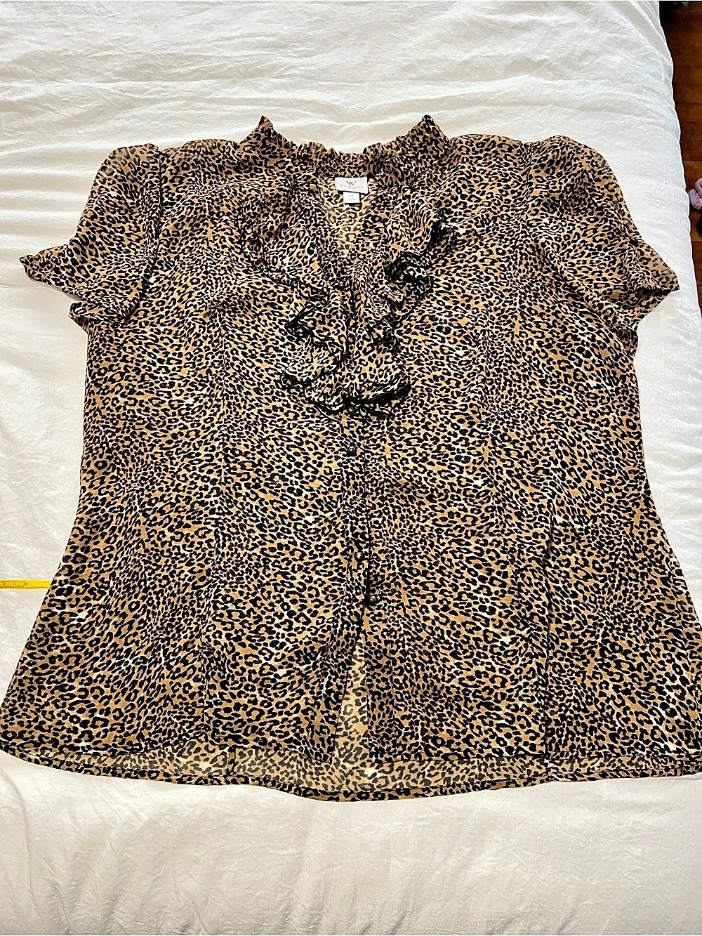 Worth New York Leopard Print Blouse in Brown & Black Size 2X